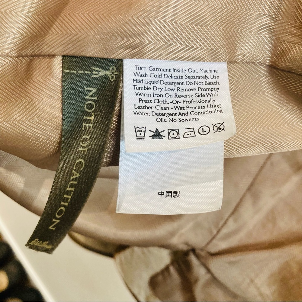 EDDIE BAUER SZ L Seattle Suede Vintage Tan Brown Trim Pockets Back Slits Jacket - Picture 13 of 16
